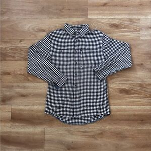 Men's navy blue and White plaid button up Shirt